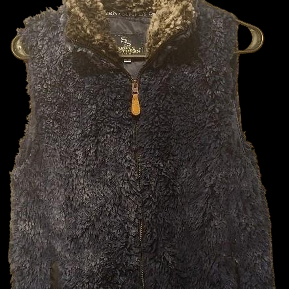 Simply Southern Women's Navy Blue Faux Fur Vest